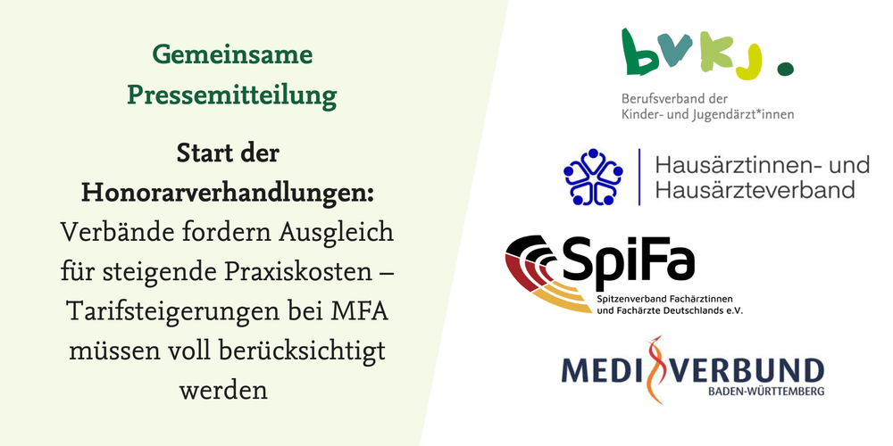 Start der Honorarverhandlungen: Verbände fordern Ausgleich für steigende Praxiskosten – Tarifsteigerungen bei MFA müssen voll berücksichtigt werden 